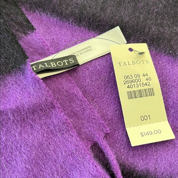 Talbots Purple and Black Cashmere Scarf new with tags - Picture 2 of 5
